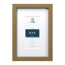 Devon Gold 12 x 8 inch picture frame with a white mount for an 8 x 4 inch photo
