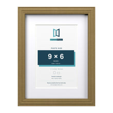 Devon Gold 12 x 9 inch picture frame with a white mount for a 9 x 6 inch photo