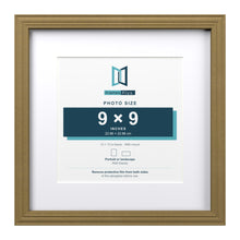 Devon Gold 13 x 13 inch picture frame with a white mount for a 9 x 9 inch photo