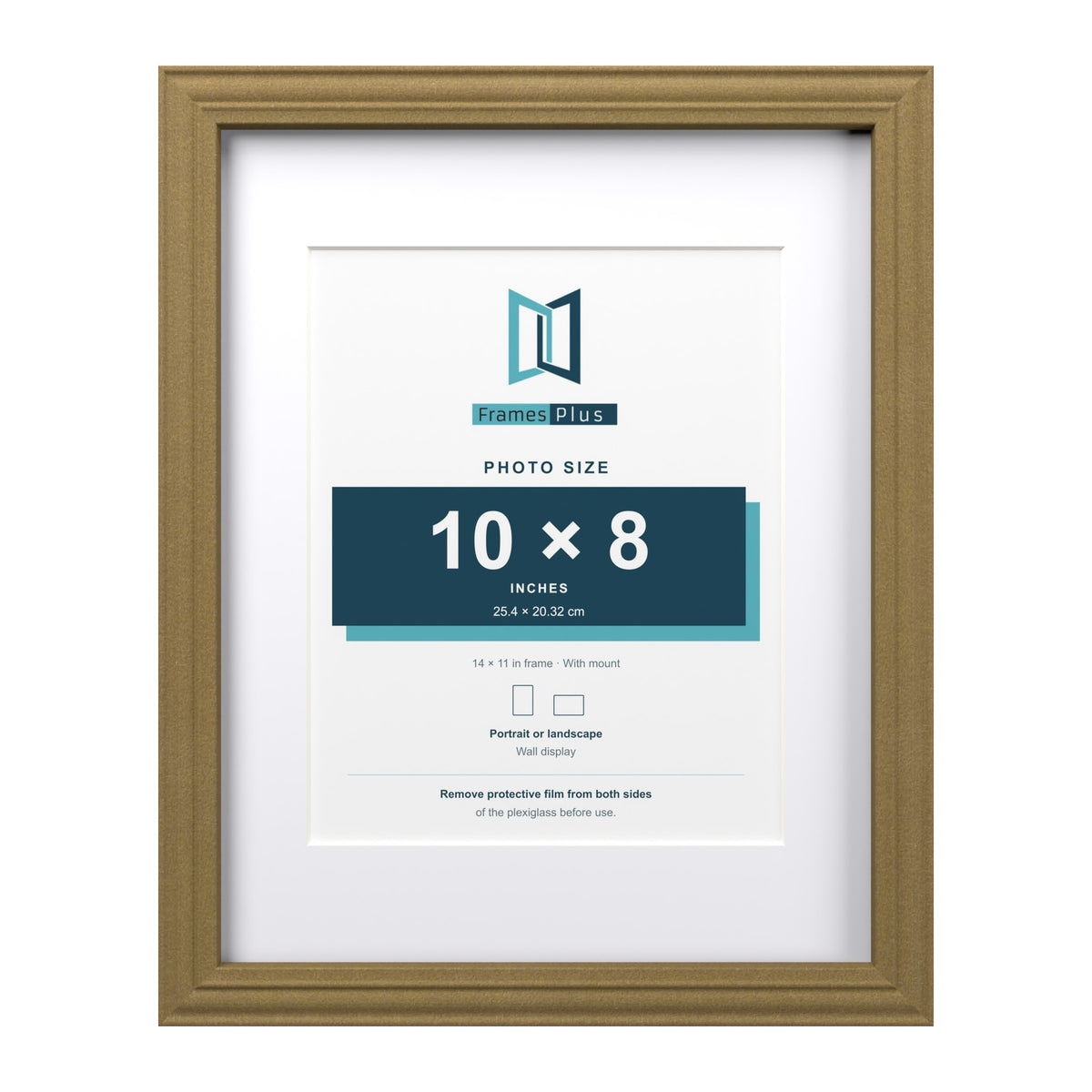 Devon Gold 14 x 11 inch picture frame with a white mount for a 10 x 8 inch photo