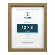 Devon Gold 14 x 11 inch picture frame with a white mount for a 12 x 8 inch photo