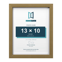 Devon Gold 14 x 11 inch picture frame with a white mount for a 13 x 10 inch photo