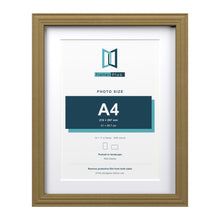 Devon Gold 14 x 11 inch picture frame with a white mount for an A4 photo