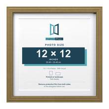 Devon Gold 14 x 14 inch picture frame with a white mount for a 12 x 12 inch photo