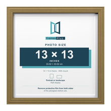 Devon Gold 14 x 14 inch picture frame with a white mount for a 13 x 13 inch photo