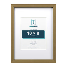 Devon Gold 16 x 12 inch picture frame with a white mount for a 10 x 8 inch photo