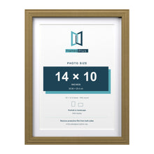 Devon Gold 16 x 12 inch picture frame with a white mount for a 14 x 10 inch photo