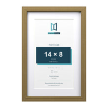 Devon Gold 17 x 11 inch picture frame with a white mount for a 14 x 8 inch photo