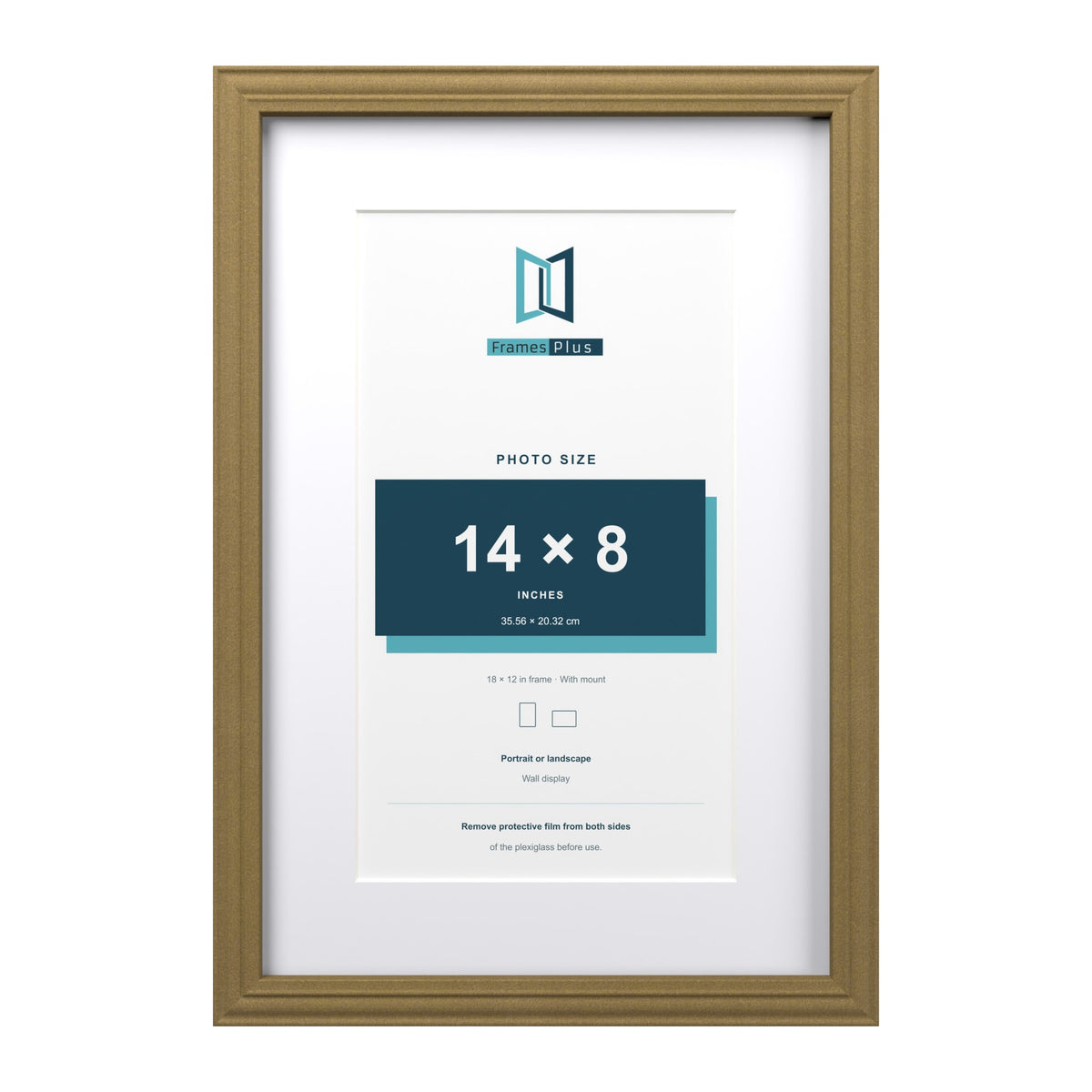 Devon Gold 18 x 12 inch picture frame with a white mount for a 14 x 8 inch photo