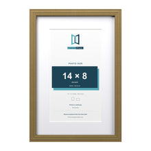 Devon Gold 18 x 12 inch picture frame with a white mount for a 14 x 8 inch photo