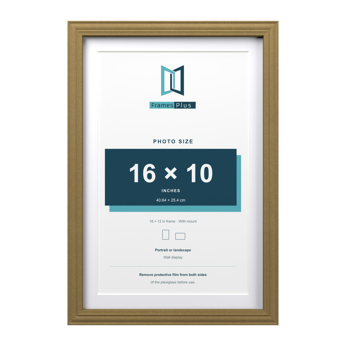 Devon Gold 18 x 12 inch picture frame with a white mount for a 16 x 10 inch photo