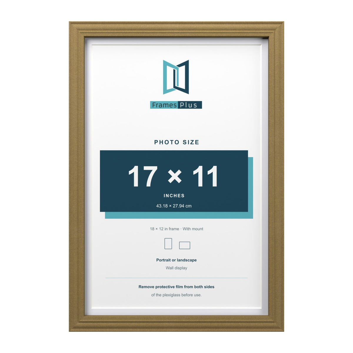 Devon Gold 18 x 12 inch picture frame with a white mount for a 17 x 11 inch photo