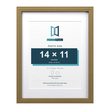Devon Gold 18 x 14 inch picture frame with a white mount for a 14 x 11 inch photo