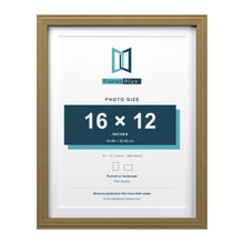Devon Gold 18 x 14 inch picture frame with a white mount for a 16 x 12 inch photo
