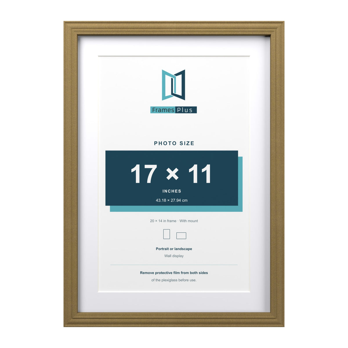 Devon Gold 20 x 14 inch picture frame with a white mount for a 17 x 11 inch photo