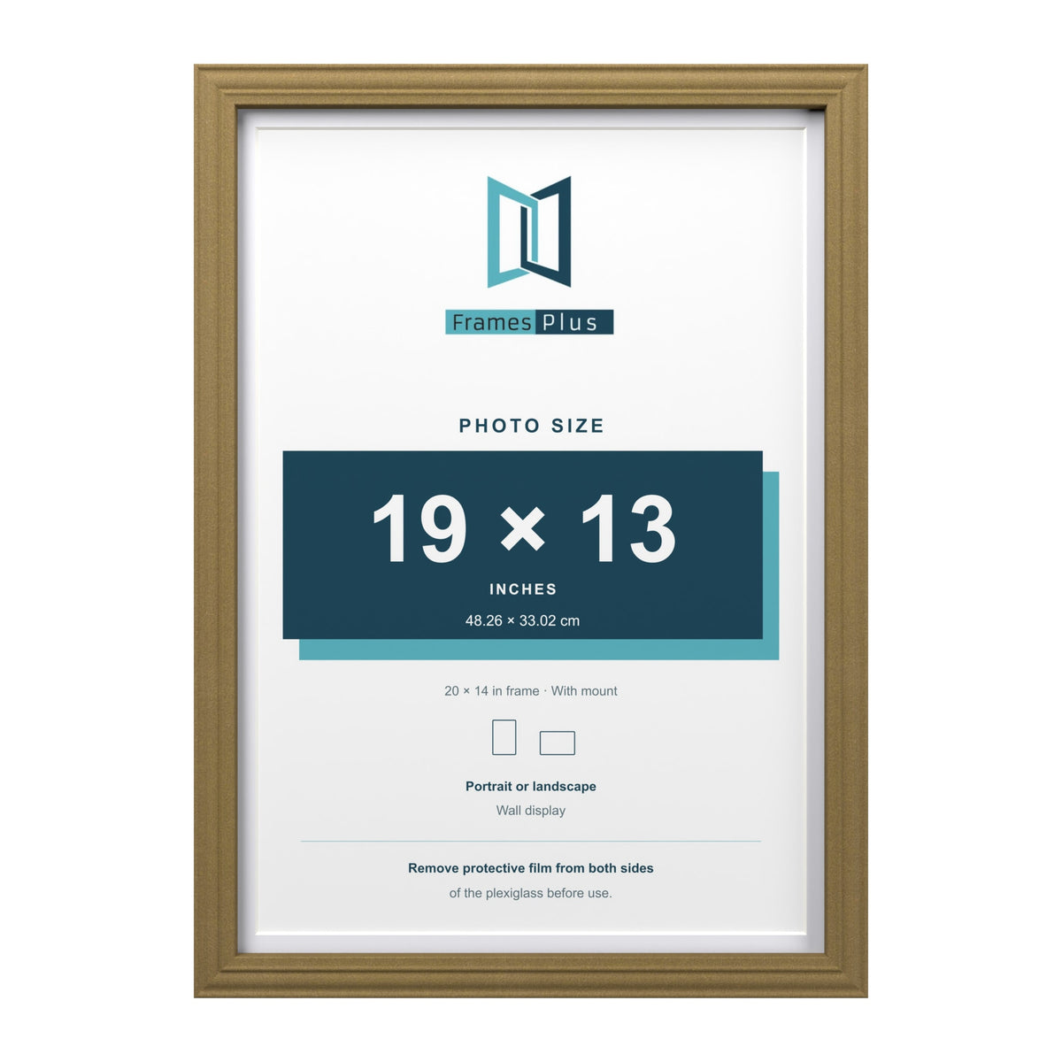 Devon Gold 20 x 14 inch picture frame with a white mount for a 19 x 13 inch photo