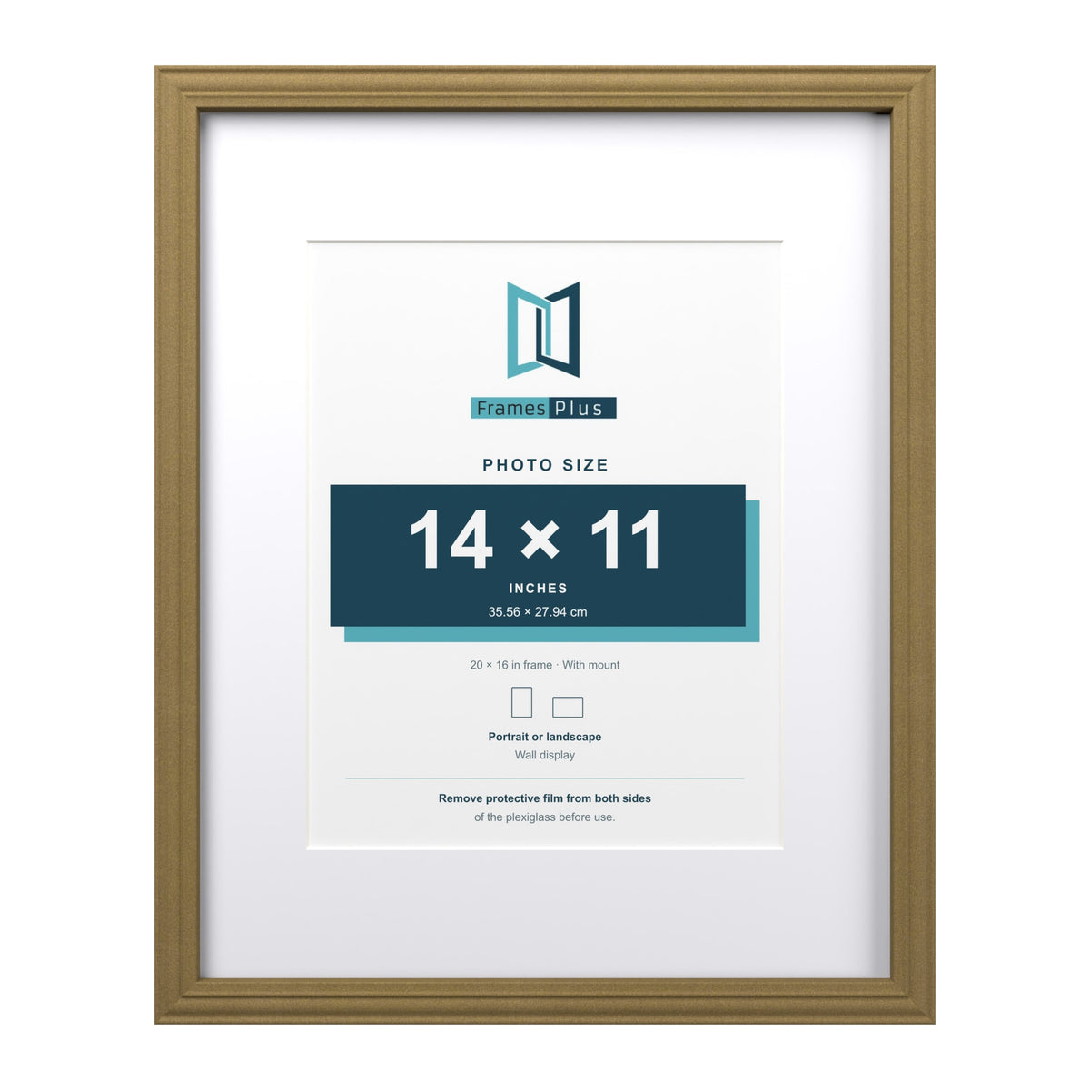 Devon Gold 20 x 16 inch picture frame with a white mount for a 14 x 11 inch photo