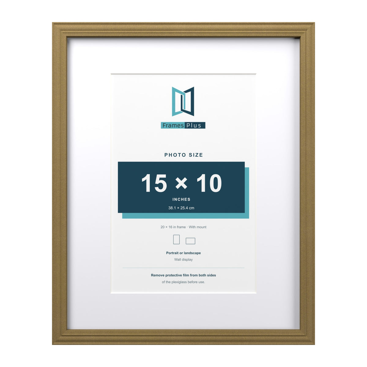Devon Gold 20 x 16 inch picture frame with a white mount for a 15 x 10 inch photo