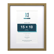 Devon Gold 20 x 16 inch picture frame with a white mount for a 15 x 10 inch photo