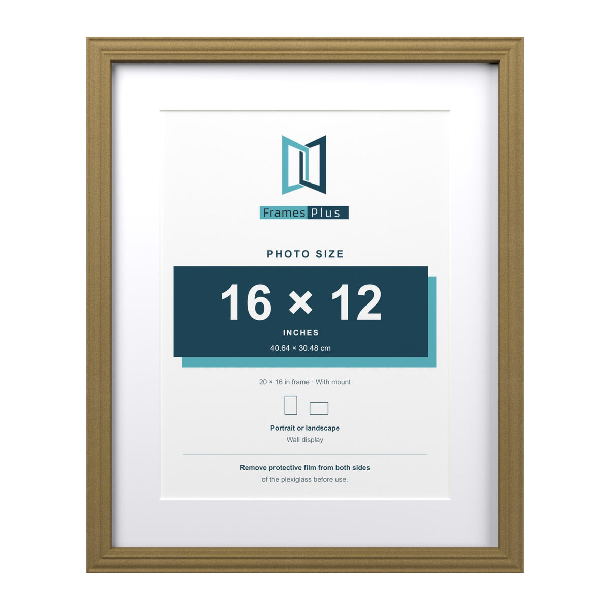 Devon Gold 20 x 16 inch picture frame with a white mount for a 16 x 12 inch photo