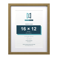Devon Gold 20 x 16 inch picture frame with a white mount for a 16 x 12 inch photo