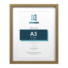 Devon Gold 20 x 16 inch picture frame with a white mount for an A3 photo