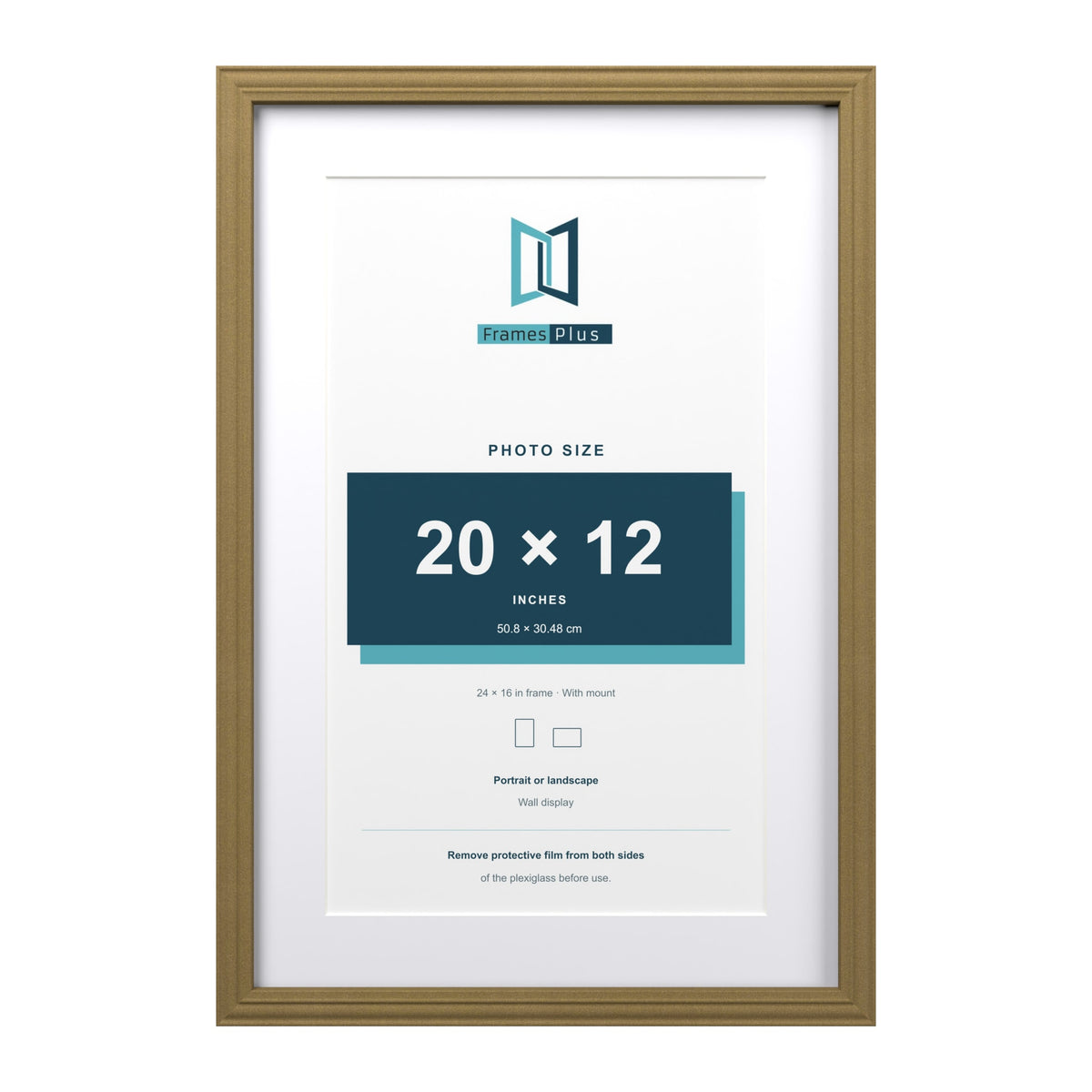 Devon Gold 24 x 16 inch picture frame with a white mount for a 20 x 12 inch photo