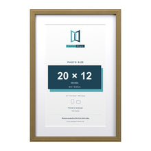 Devon Gold 24 x 16 inch picture frame with a white mount for a 20 x 12 inch photo