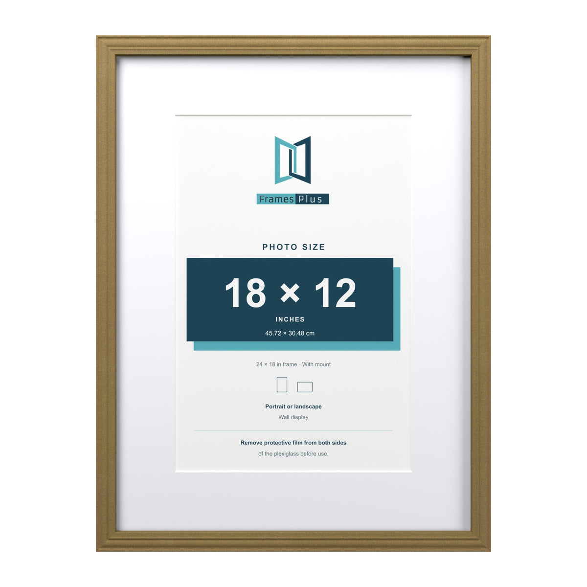 Devon Gold 24 x 18 inch picture frame with a white mount for an 18 x 12 inch photo