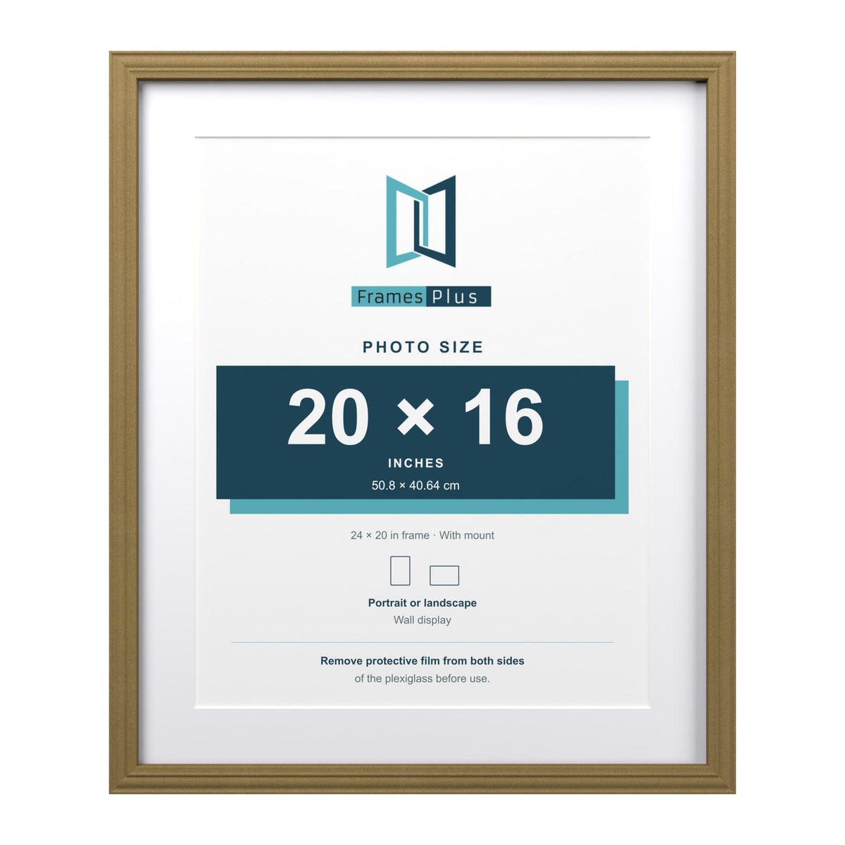 Devon Gold 24 x 20 inch picture frame with a white mount for a 20 x 16 inch photo
