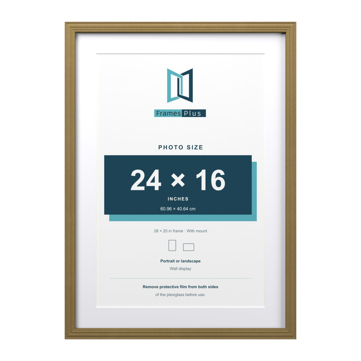 Devon Gold 28 x 20 inch picture frame with a white mount for a 24 x 16 inch photo