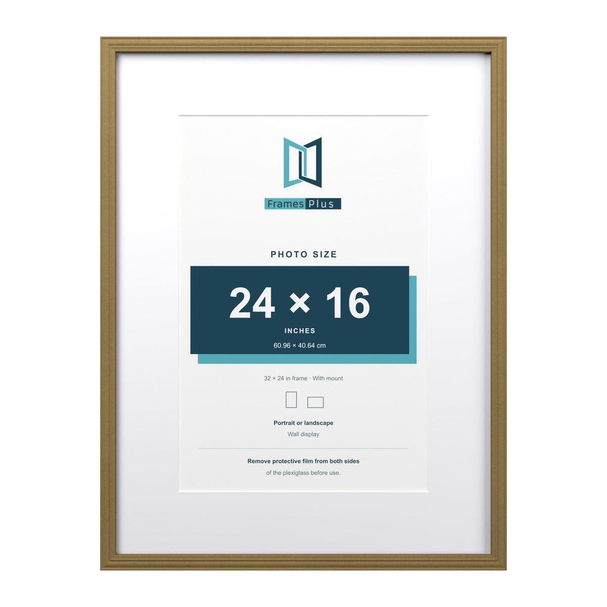 Devon Gold 32 x 24 inch picture frame with a white mount for a 24 x 16 inch photo