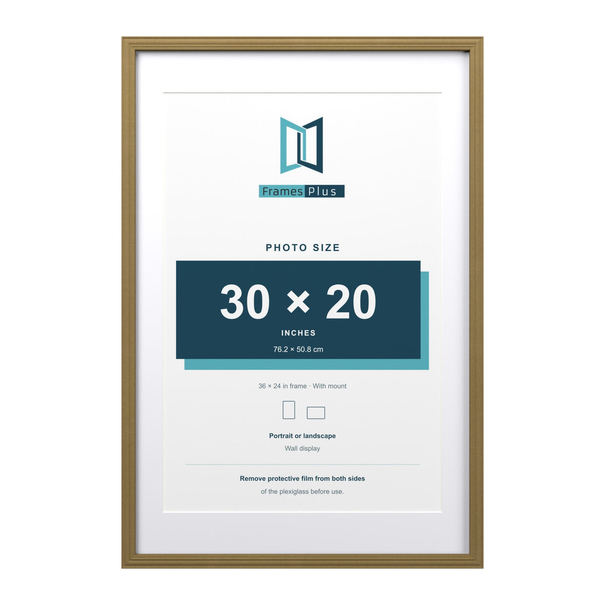 Devon Gold 36 x 24 inch picture frame with a white mount for a 30 x 20 inch photo