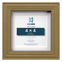 Devon Gold 5 x 5 inch picture frame with a white mount for a 4 x 4 inch photo
