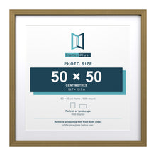 Devon Gold 60 x 60 cm picture frame with a white mount for a 50 x 50 cm photo