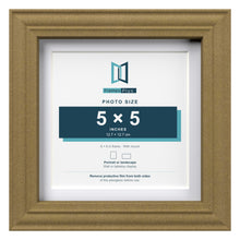 Devon Gold 6 x 6 inch picture frame with a white mount for a 5 x 5 inch photo