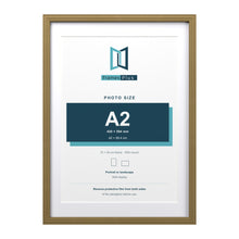 Devon Gold 70 x 50 cm picture frame with a white mount for an A2 photo
