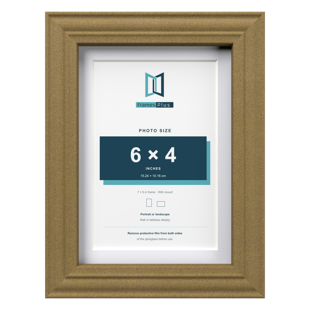Devon Gold 7 x 5 inch picture frame with a white mount for a 6 x 4 inch photo