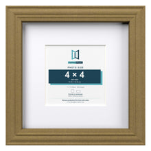Devon Gold 7 x 7 inch picture frame with a white mount for a 4 x 4 inch photo