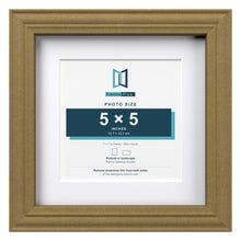 Devon Gold 7 x 7 inch picture frame with a white mount for a 5 x 5 inch photo