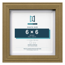 Devon Gold 7 x 7 inch picture frame with a white mount for a 6 x 6 inch photo