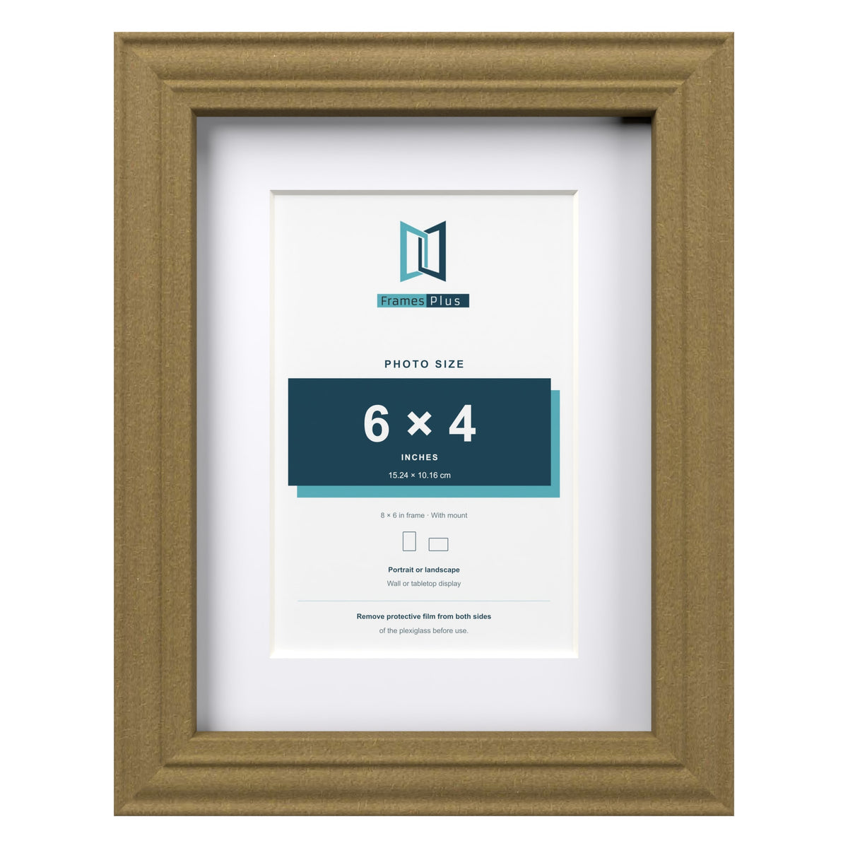 Devon Gold 8 x 6 inch picture frame with a white mount for a 6 x 4 inch photo