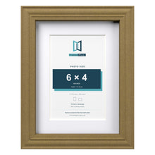 Devon Gold 8 x 6 inch picture frame with a white mount for a 6 x 4 inch photo