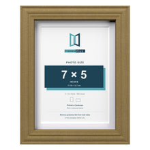 Devon Gold 8 x 6 inch picture frame with a white mount for a 7 x 5 inch photo