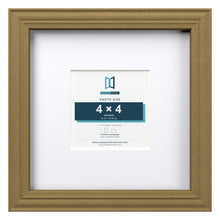 Devon Gold 8 x 8 inch picture frame with a white mount for a 4 x 4 inch photo