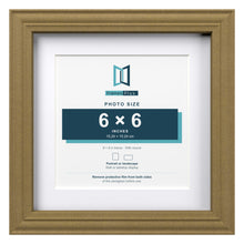 Devon Gold 8 x 8 inch picture frame with a white mount for a 6 x 6 inch photo