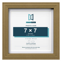 Devon Gold 8 x 8 inch picture frame with a white mount for a 7 x 7 inch photo