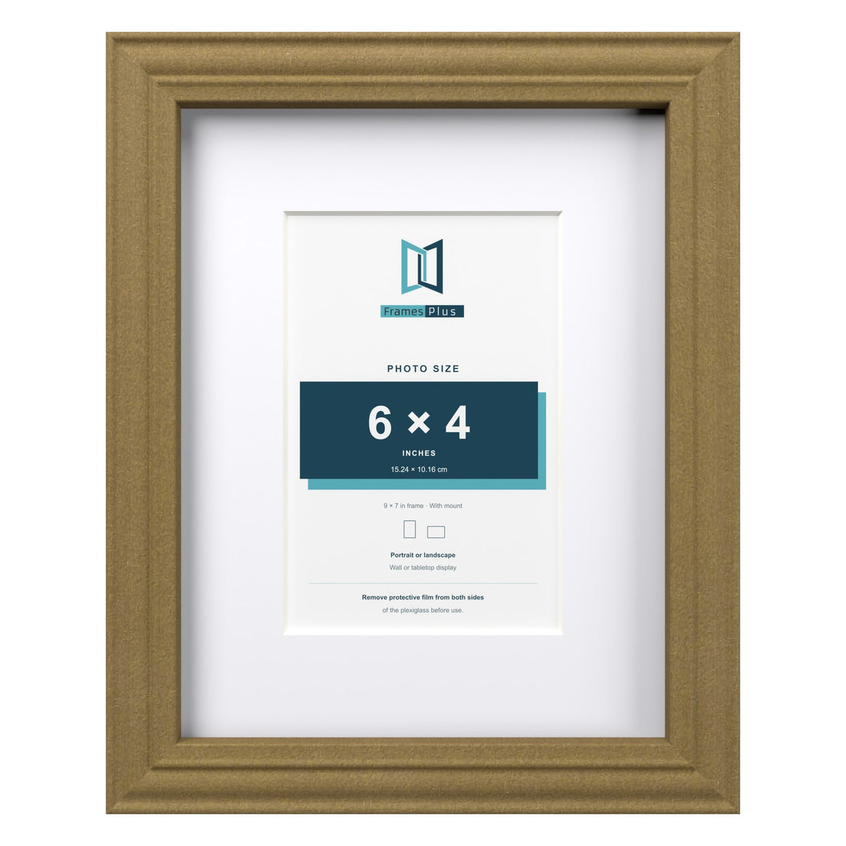 Devon Gold 9 x 7 inch picture frame with a white mount for a 6 x 4 inch photo