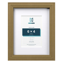 Devon Gold 9 x 7 inch picture frame with a white mount for a 6 x 4 inch photo
