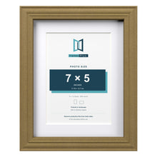 Devon Gold 9 x 7 inch picture frame with a white mount for a 7 x 5 inch photo
